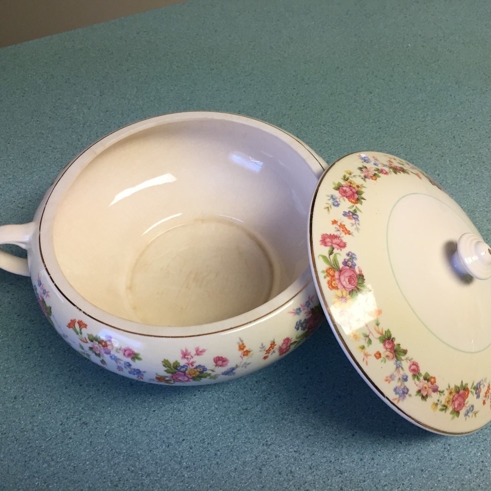 VINTAGE SET SALEM DEBUTANTE COVERED  HANDLED DISH AND  HANDLED GRAVY DISH - Picture 8 of 17